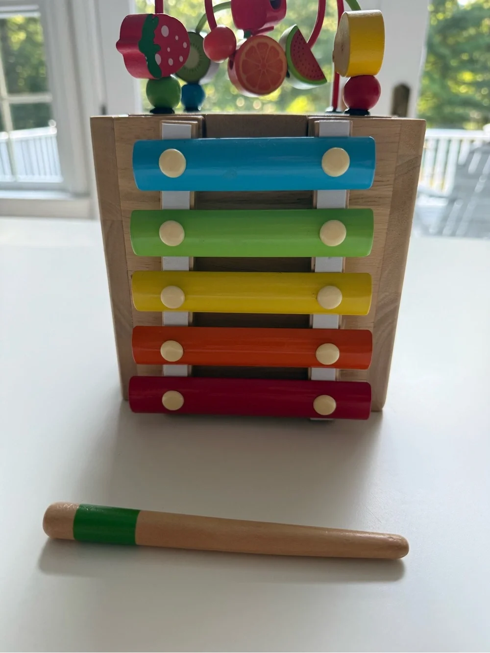 HELLOWOOD Wooden Activity Cube, 8-in-1 Montessori Baby toy